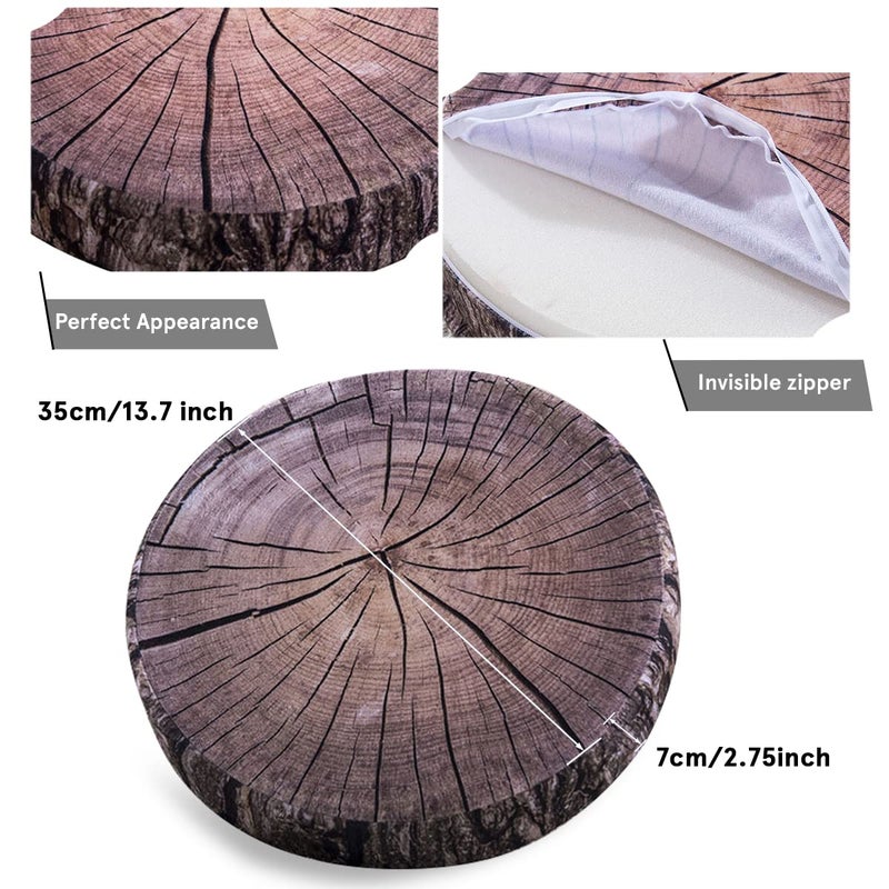 HYSEAS Decorative Round Throw Pillow, 3D Digital Print Comfortable Kids Funny Cute Wood Log Pillow Circle Seating Floor Cushion for Home, Couch, Sofa, Bedroom, Living Room Decor, Dark Grey Stump - Image 3